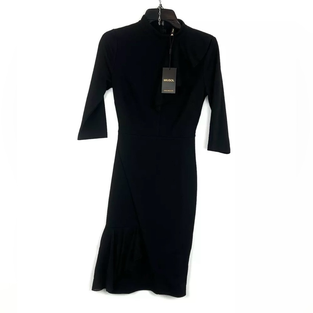 Miusol Women’s Black Long Sleeve Knee Length Dress Size Small